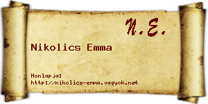 Nikolics Emma névjegykártya